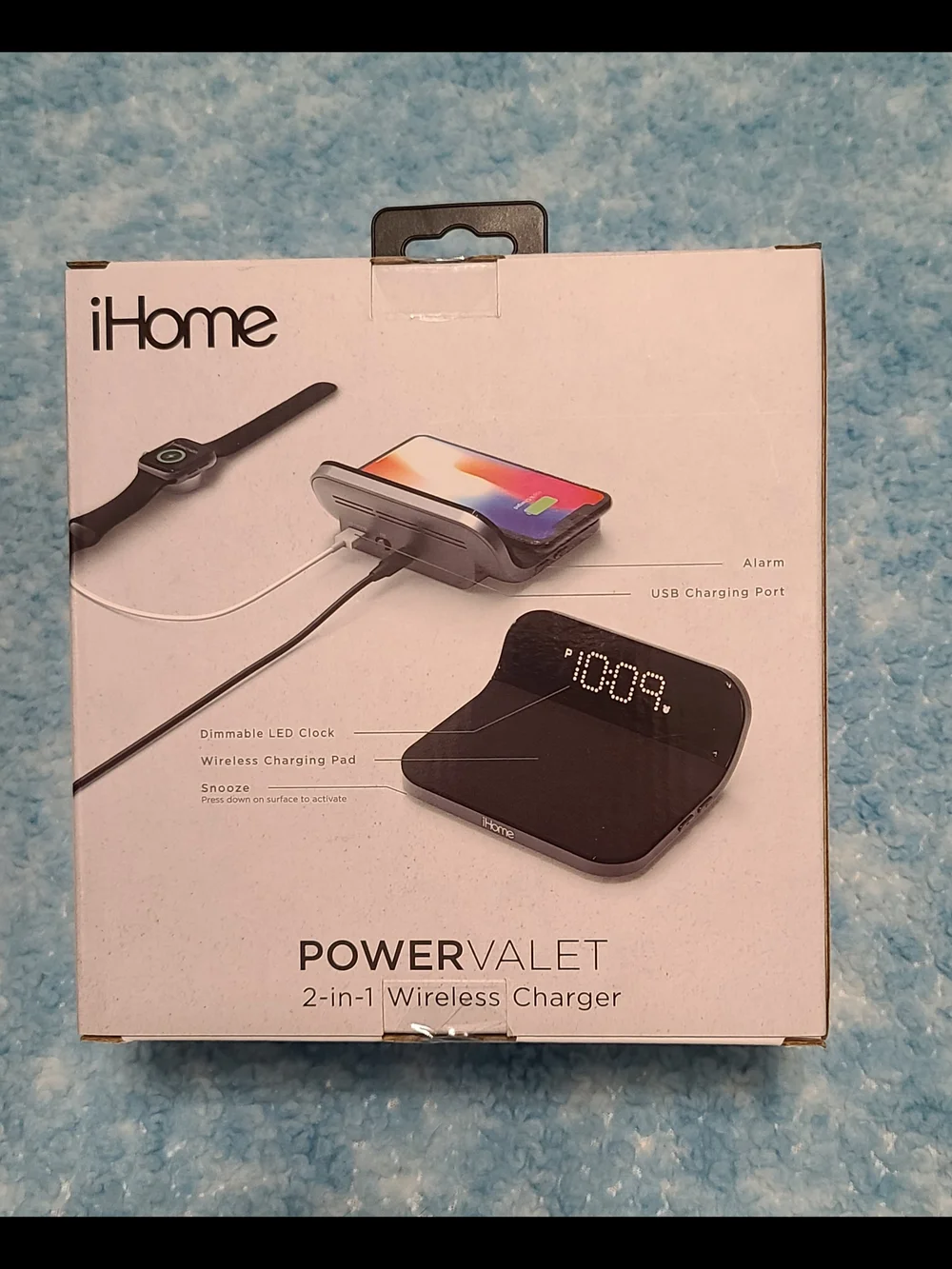 NEW IN BOX - iHome PowerValet 2-in-1 Wireless Charger - Black
